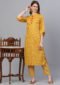 Aaivi Women Yellow Elegant Rayon Gold print kurta