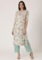 Aaivi Women Rayon Kurta with Floral Print and Piping Detail with Potli Button