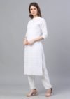 Aaivi Women Cotton Chikan Kurta with Sequin and Lacework