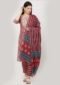 Aaivi Women Red and Blue printed Kurta with printed pants and Dupatta