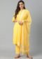 Aaivi Women Stylish Yellow Two-Tone Rich Rayon Slub Kurta Sets