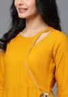 Aaivi Classic Beautiful Rayon flared Yellow dress