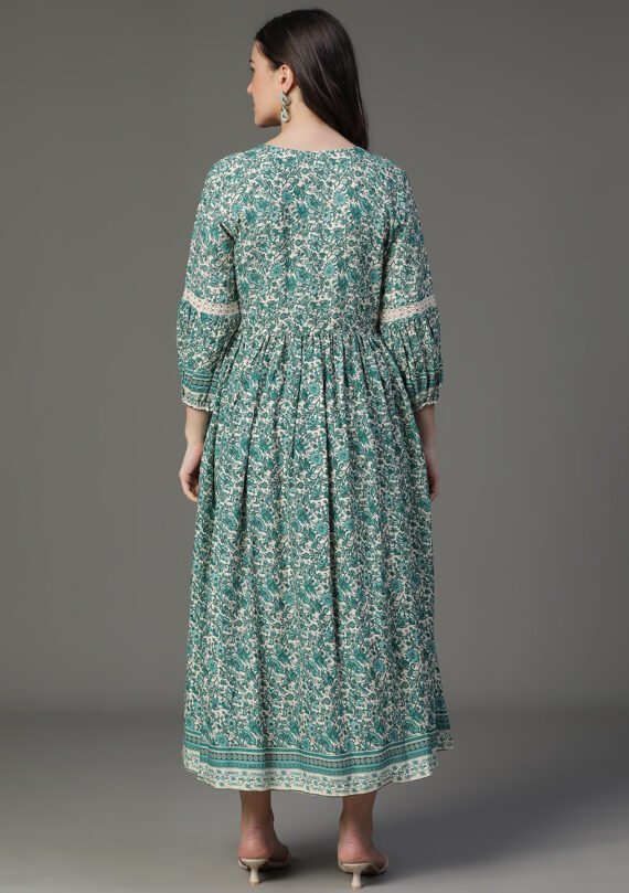 Aaivi Elegant Printed Cotton Flared dress