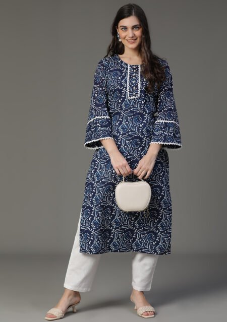 Aaivi Beautiful Cotton Kurta with Pintak on Sleeves