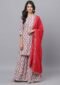 Aaivi Beautiful Cotton Red and off white Floral Printed Kurta Set